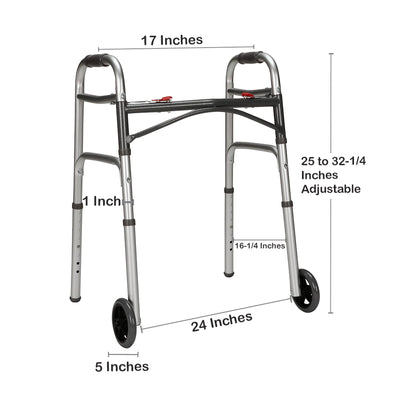 McKesson Aluminum Folding Walker Junior 25" – 32¼"