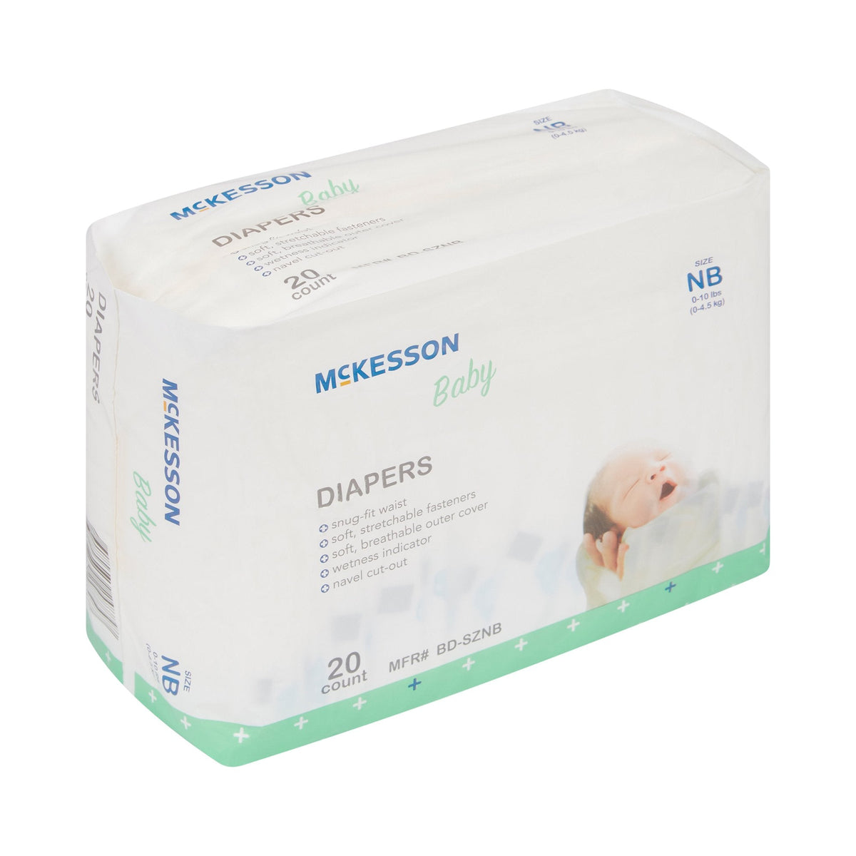 McKesson Baby Diaper - Heavy Absorbency Newborn Breathable Bag of 20