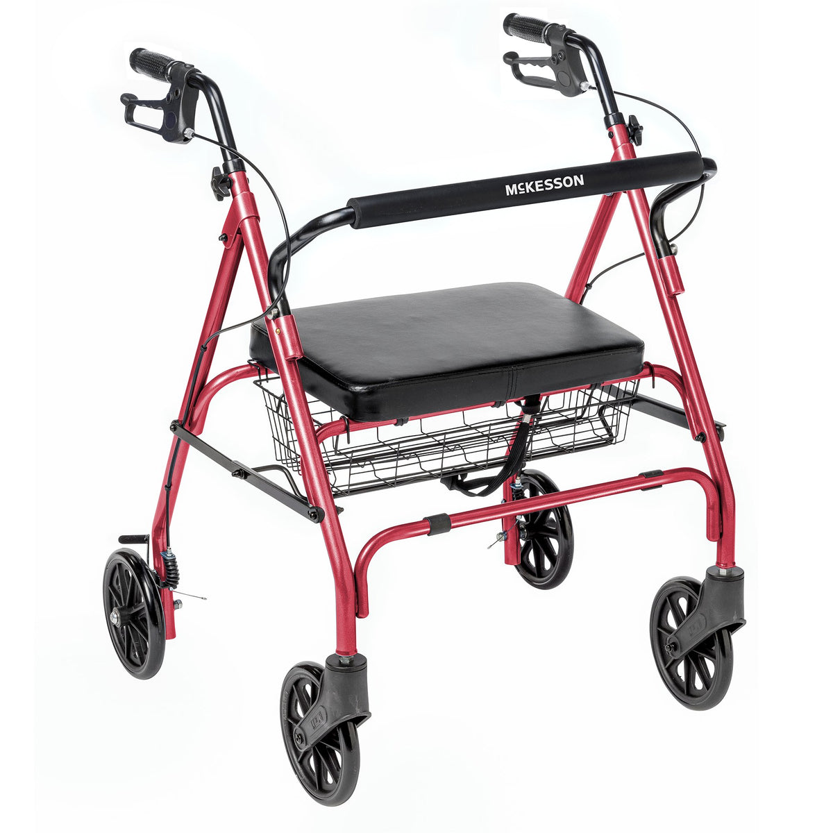 McKesson Bariatric Folding Steel Four-Wheel Rollator Red 400 lbs.