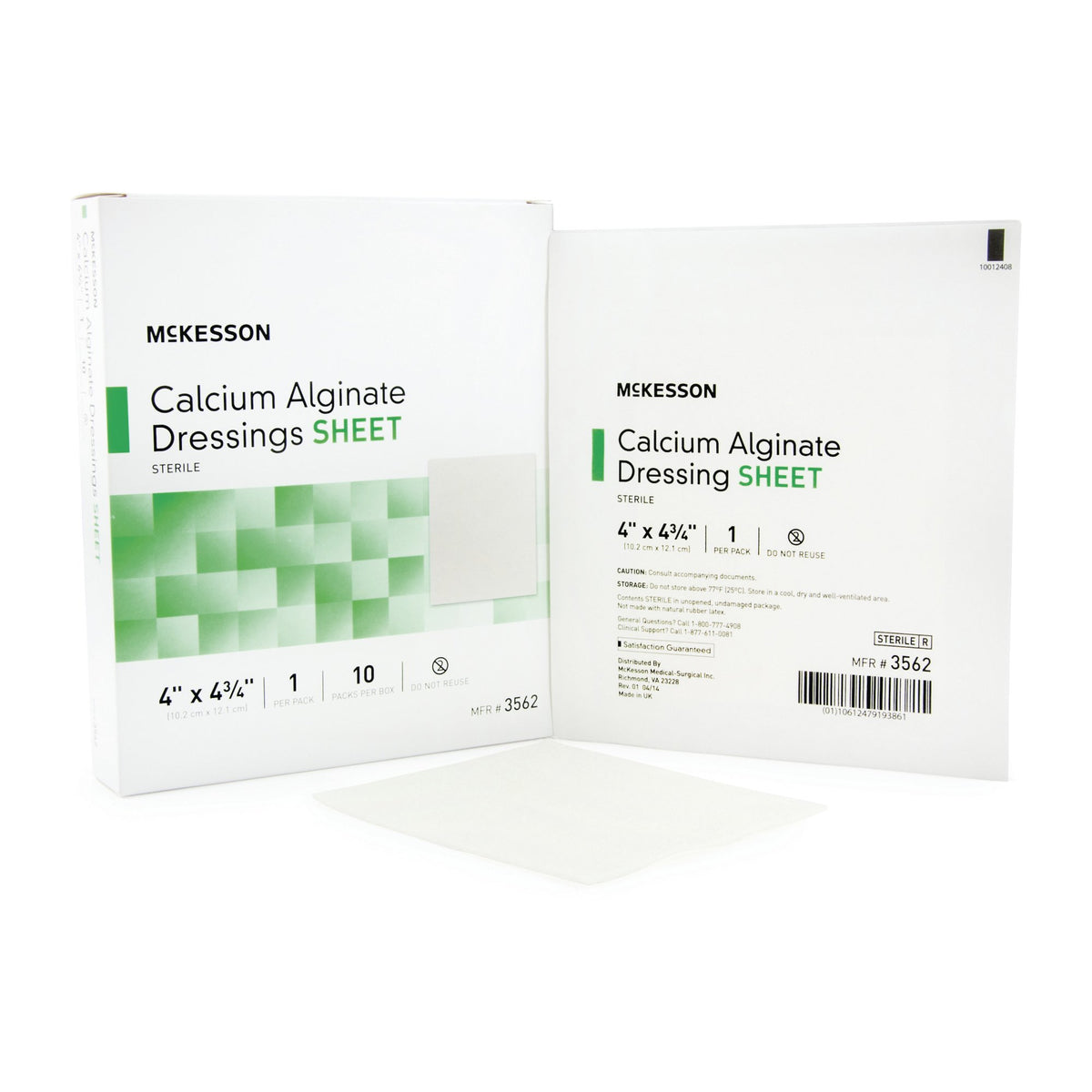 McKesson Calcium Alginate Dressing 4" x 4-3/4" 1 Each