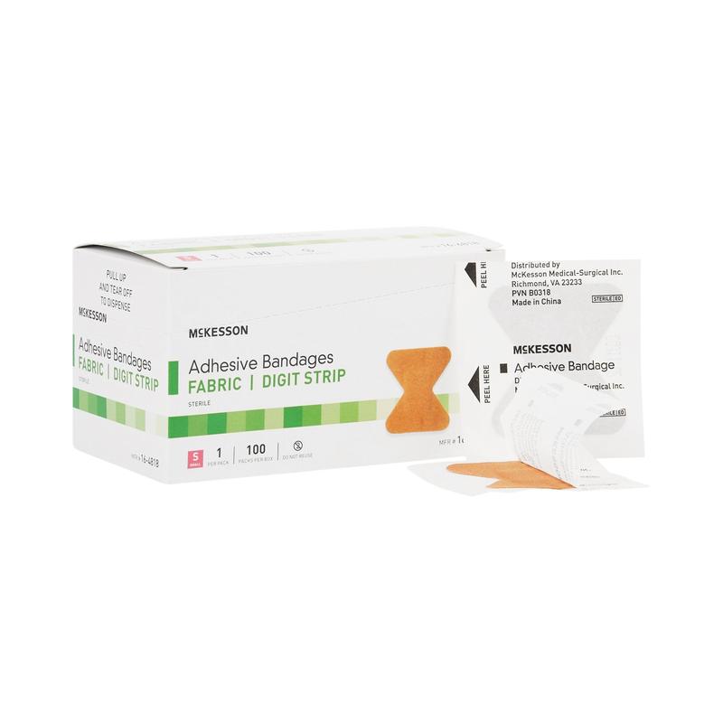 McKesson Fingertip Tan Adhesive Strip Tan 1.7 x 2" Box of 100