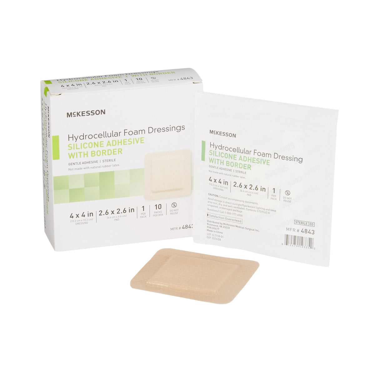 McKesson Foam Dressing With Border Film Backing 3 x 3 Inch Box of 10