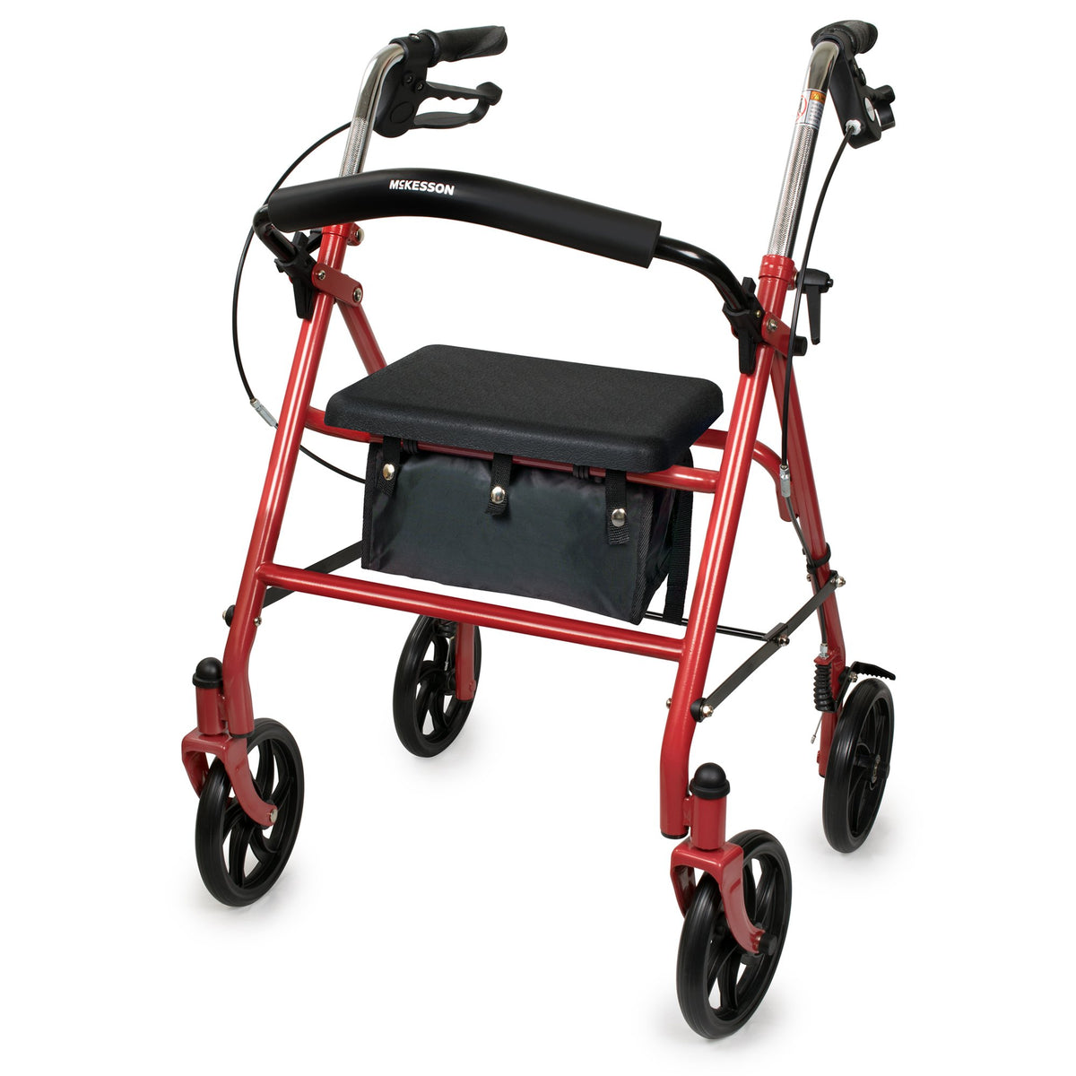 McKesson Folding Steel Four-Wheel Rollator Red