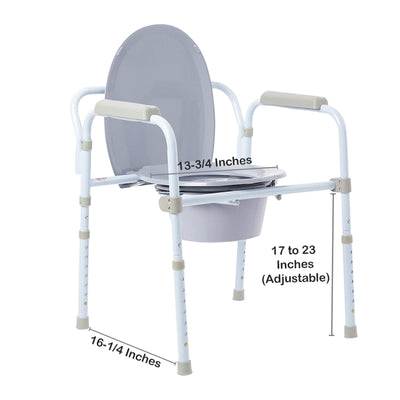 McKesson Folding Steel Frame Commode with 7.5 QT Bucket Blue 13.75 inch