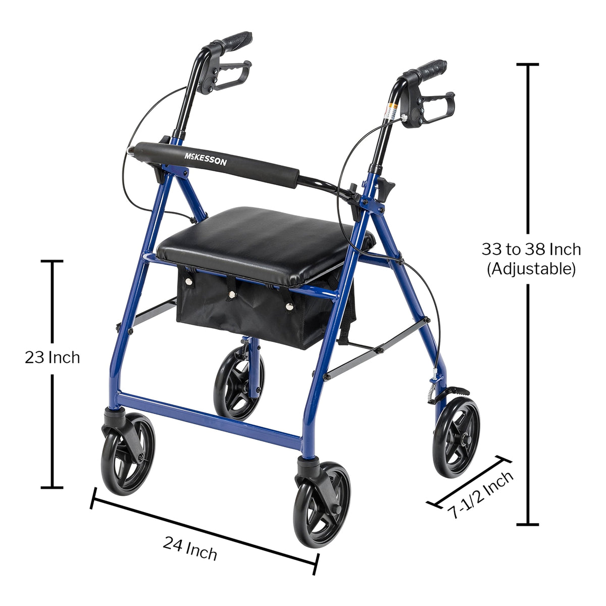McKesson Four-Wheel Rollator - Aluminum Frame Blue
