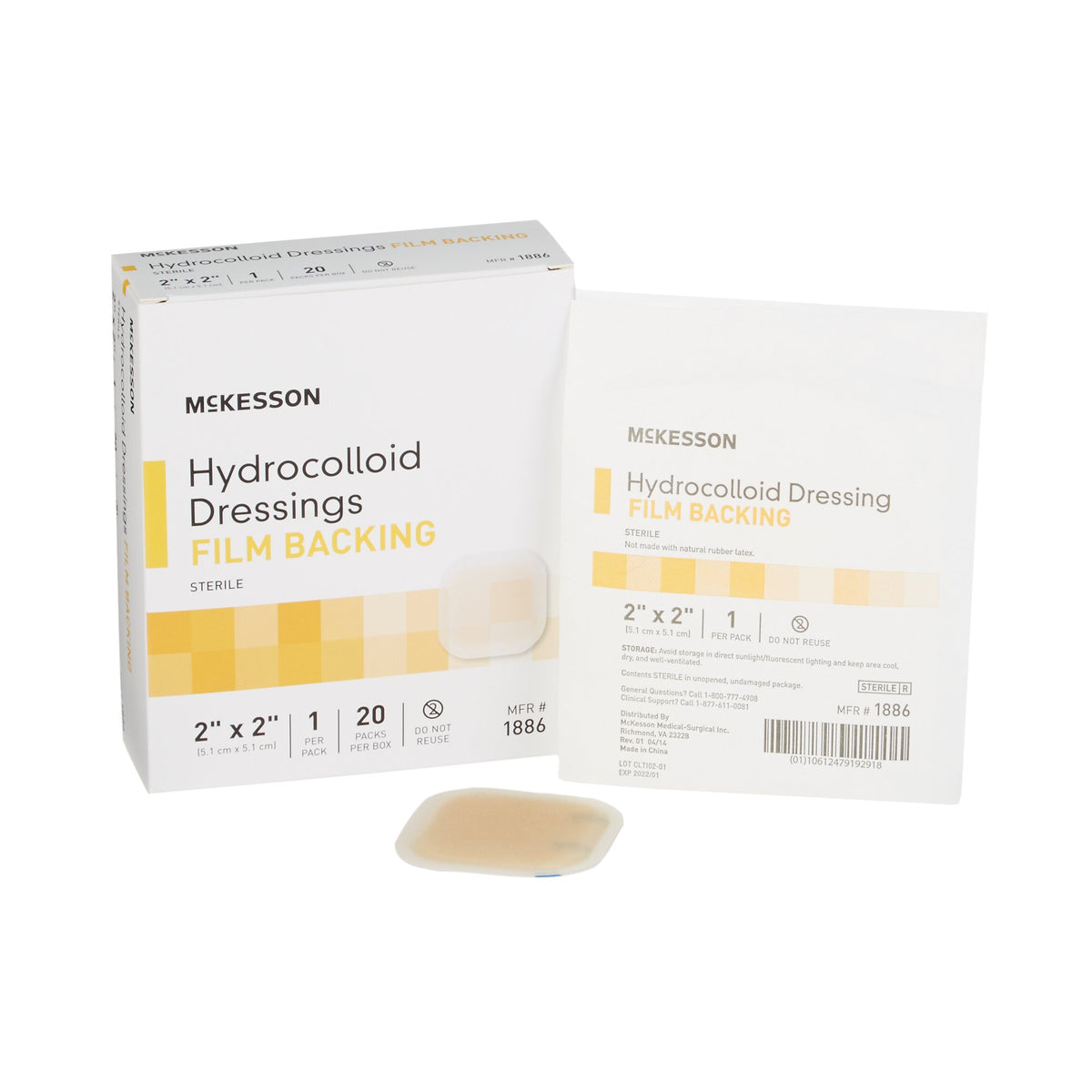 McKesson Hydrocolloid Dressing 2" x 2" 1 Each