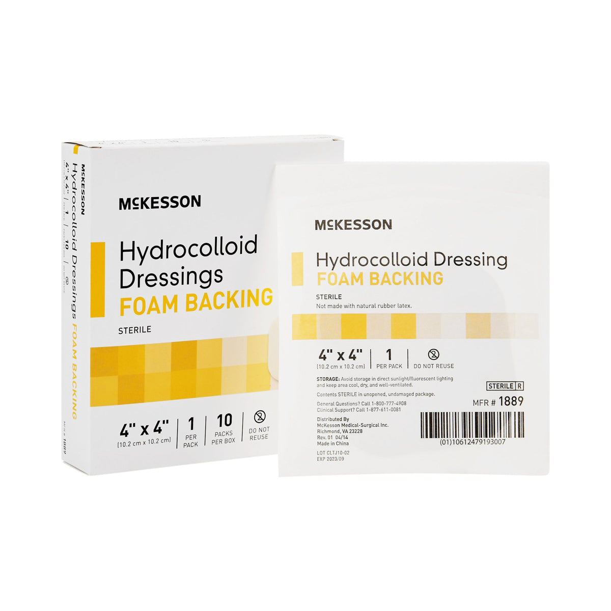 McKesson Hydrocolloid Dressing with Foam Backing 4" x 4" 1 Each