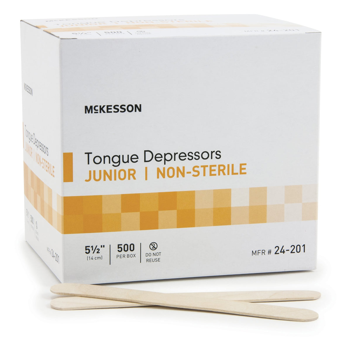 McKesson Junior Tongue Depressor, 5.5 Inch, Non-Sterile Junior 5.5" Box of 500