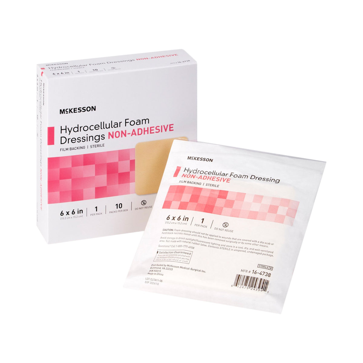 McKesson Nonadhesive without Border Foam Dressing 4" x 4" 1 Each