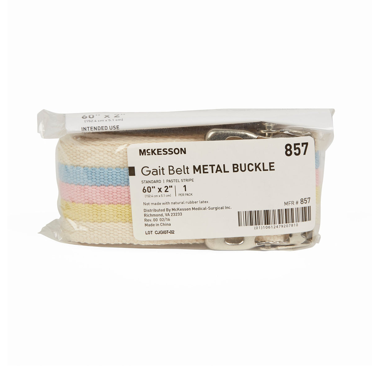 McKesson Pastel Stripe Gait Belt Metal Buckle 1 Each