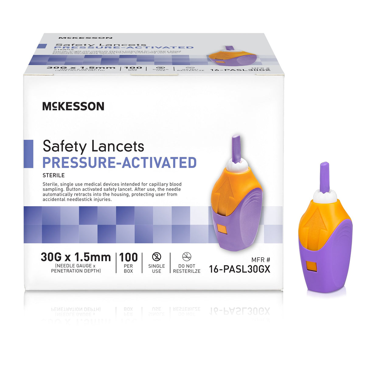 McKesson Pressure Activated Safety Lancets 30 Gauge Case of 2000
