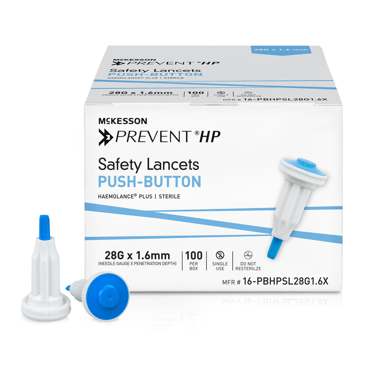 McKesson Prevent HP Push Button Safety Lancet 25 Gauge 2.0 mm Case of 2000