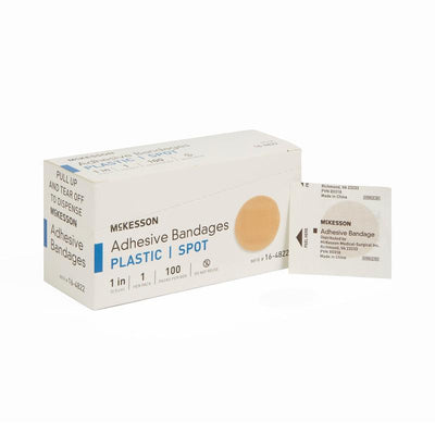 McKesson Round Tan Adhesive Spot Bandage Tan 1" Box of 100