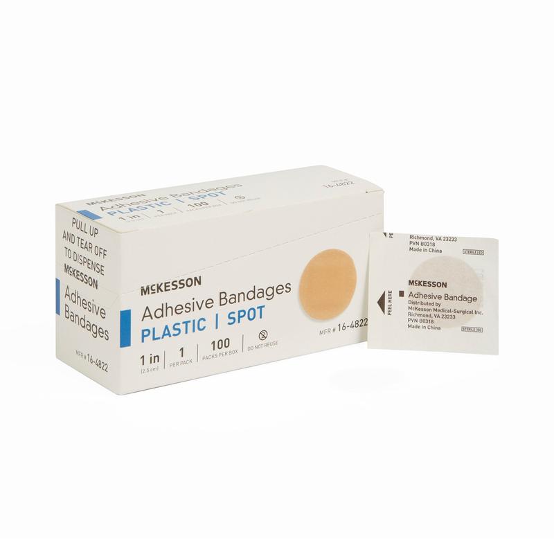 McKesson Round Tan Adhesive Spot Bandage Tan 1" Box of 100