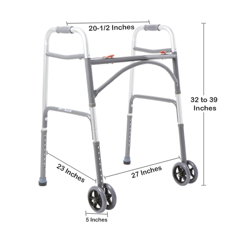 McKesson Steel Bariatric Folding Walker Silver 32.5" - 39" 1 Each