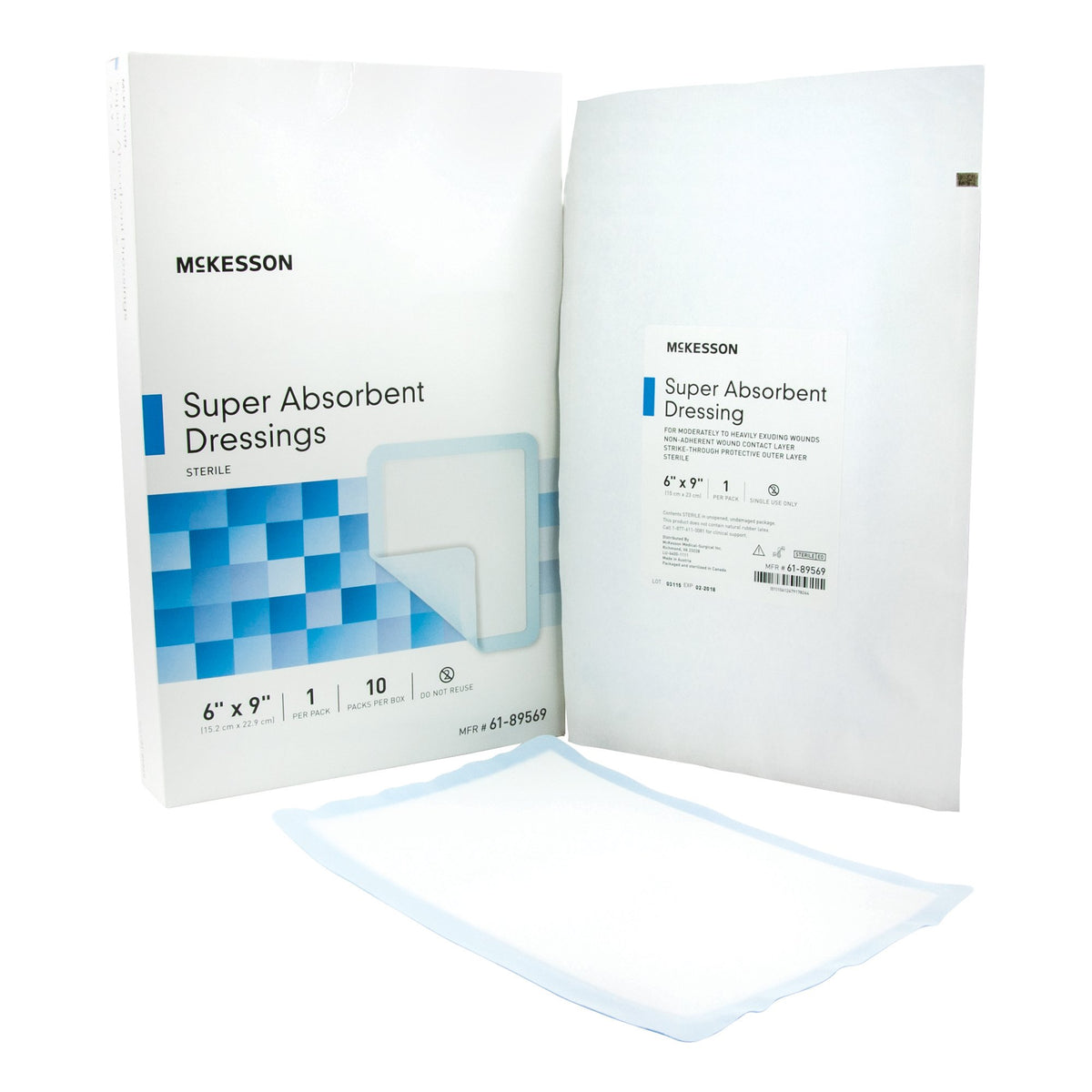 McKesson Super Absorbent Dressing 6" x 9" 1 Each