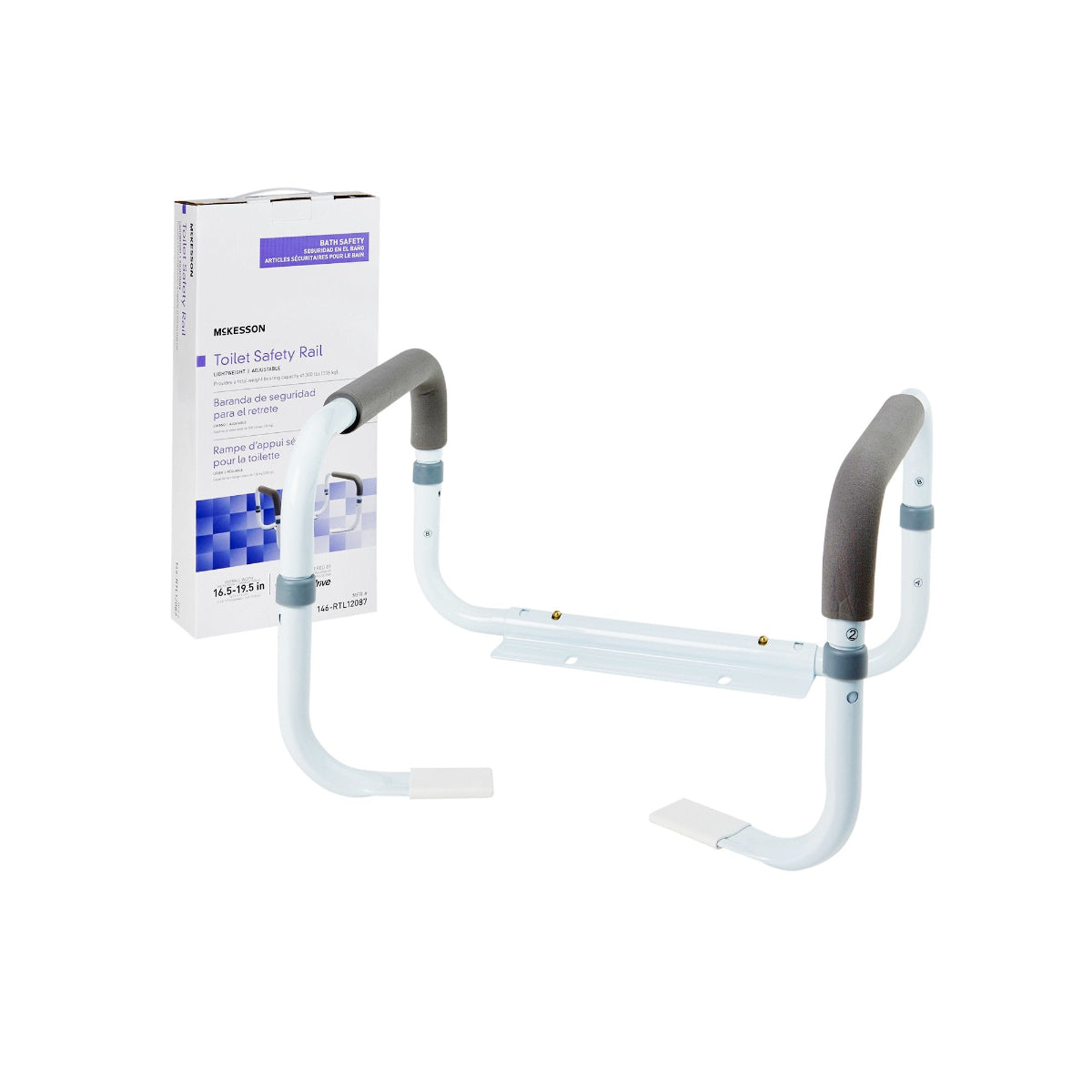 McKesson Toilet Safety Rail White Steel Case of 2