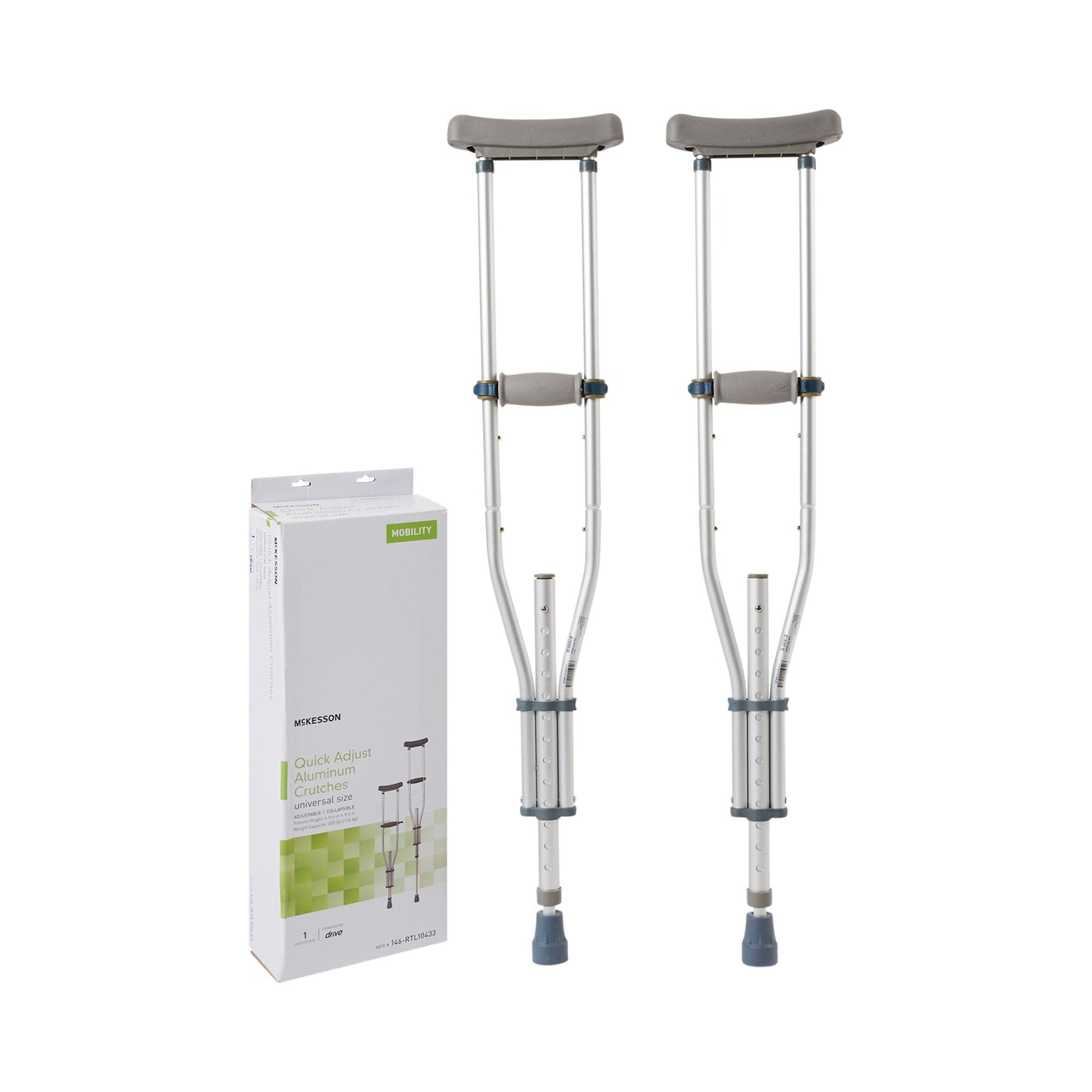 McKesson Underarm Crutches 5'2" – 5'10" 1 Each