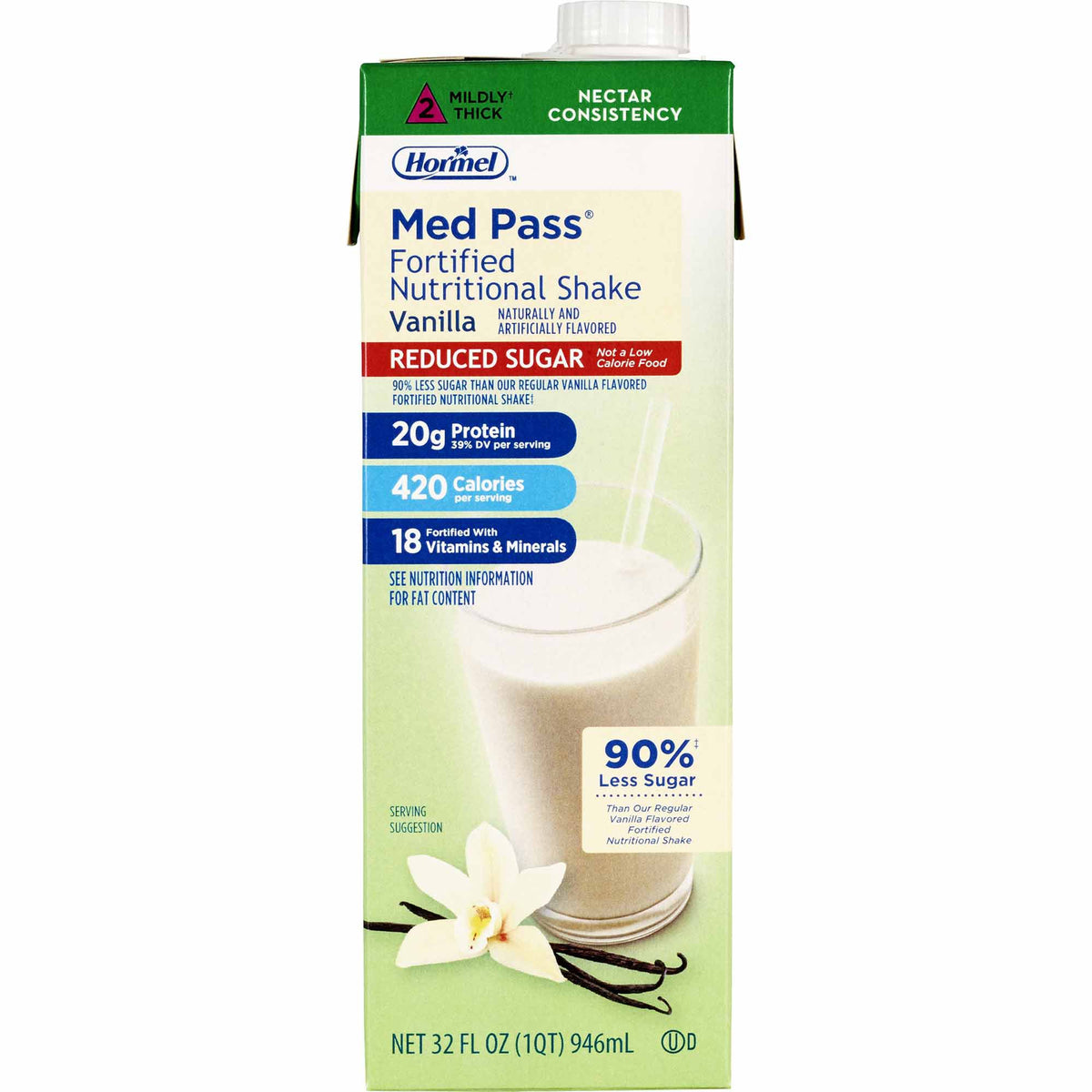 Med Pass® Reduced Sugar Vanilla Fortified Nutritional Shake Case of 12