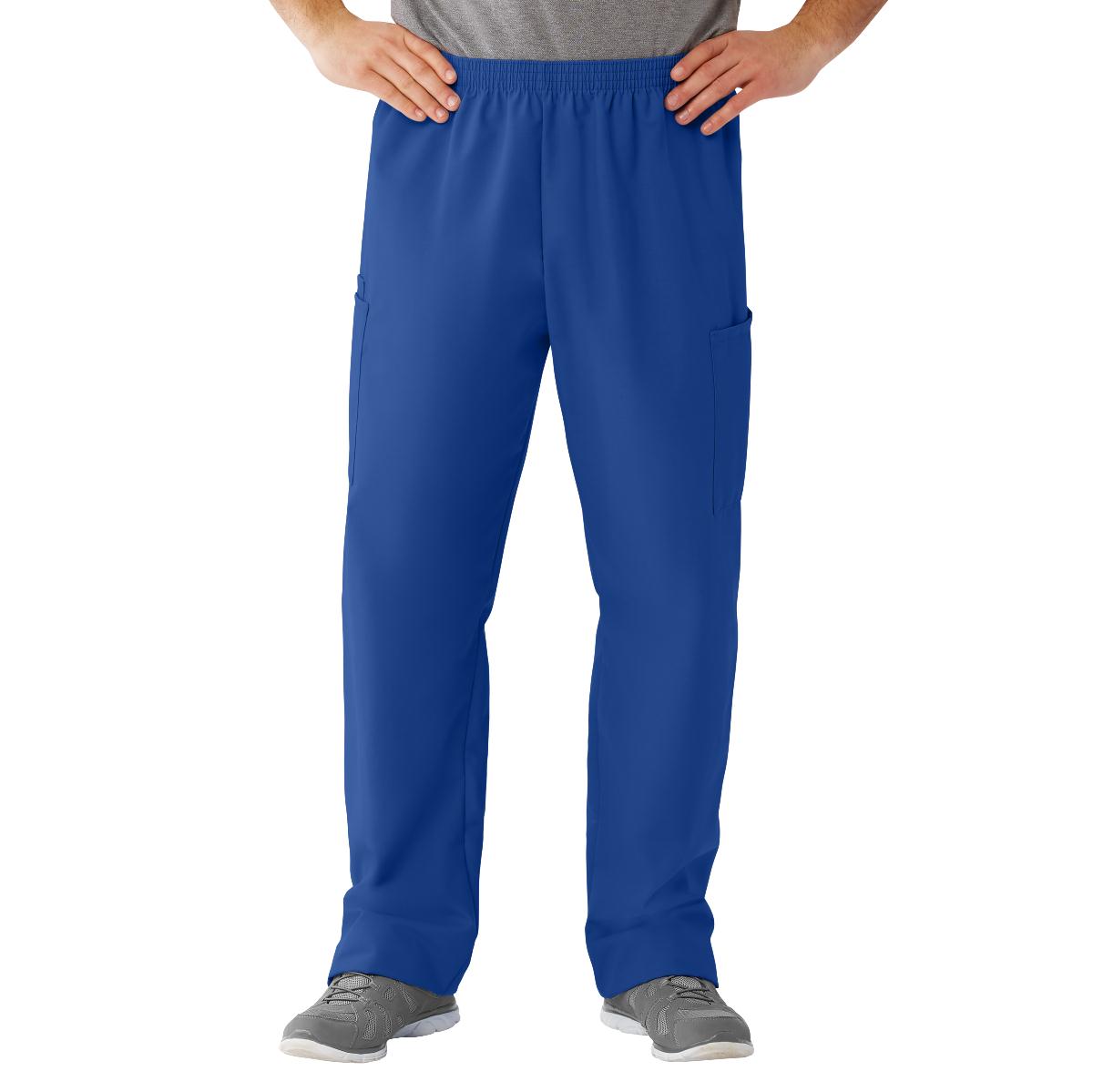 Medline AngelStat Unisex Cargo Scrub Pants with Elastic Waist Tall/Long Length 34" Inseam Ceil Blue S