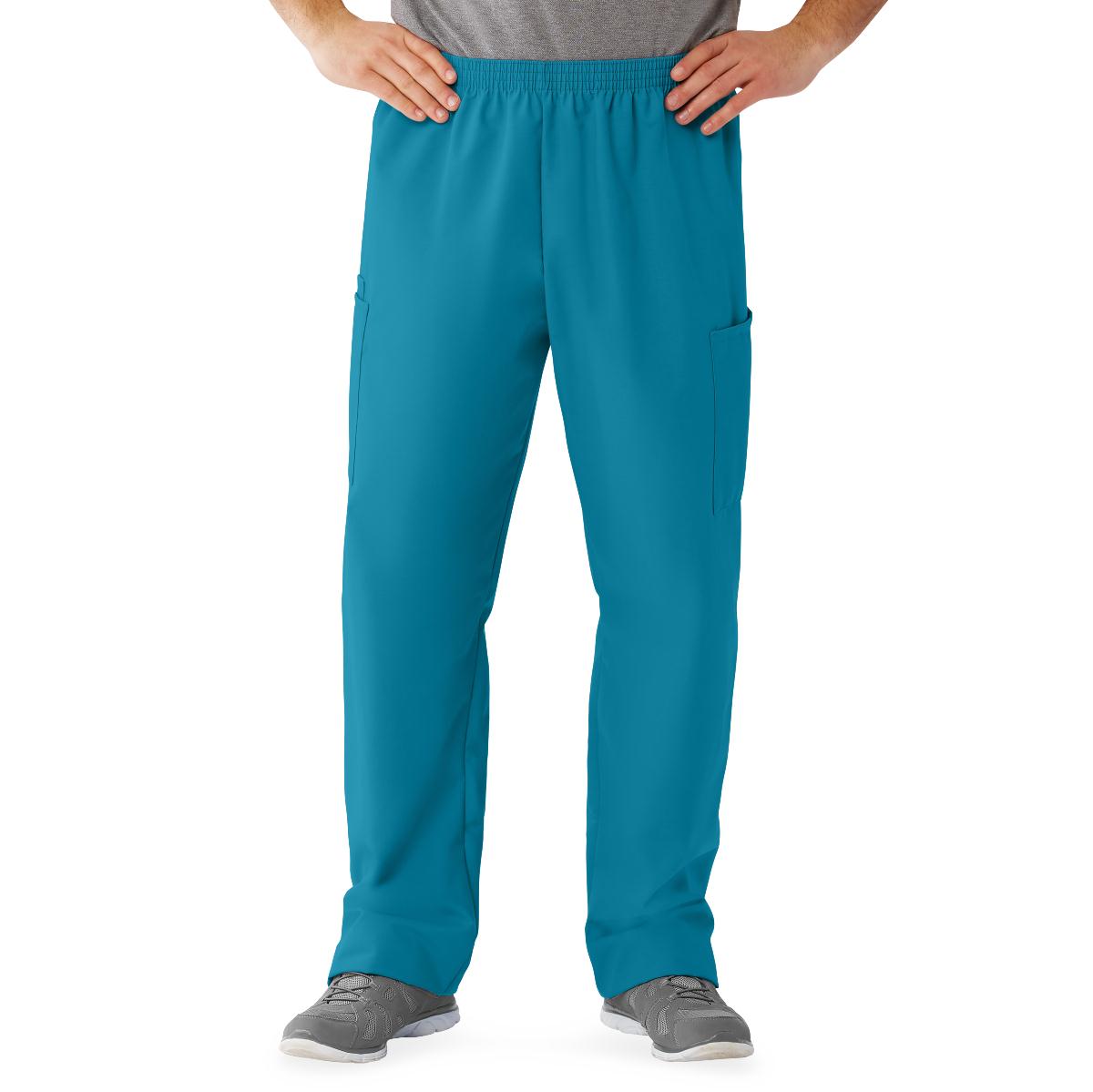 Medline AngelStat Unisex Cargo Scrub Pants with Elastic Waist Tall/Long Length 34" Inseam Ceil Blue S