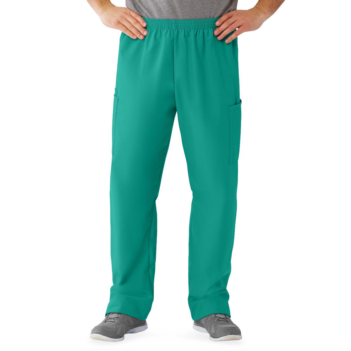 Medline AngelStat Unisex Cargo Scrub Pants with Elastic Waist Tall/Long Length 34" Inseam Ceil Blue S