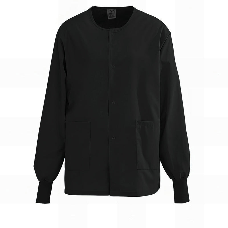 Medline AngelStat Unisex Snap Front Warm Up Scrub Jackets Black XS
