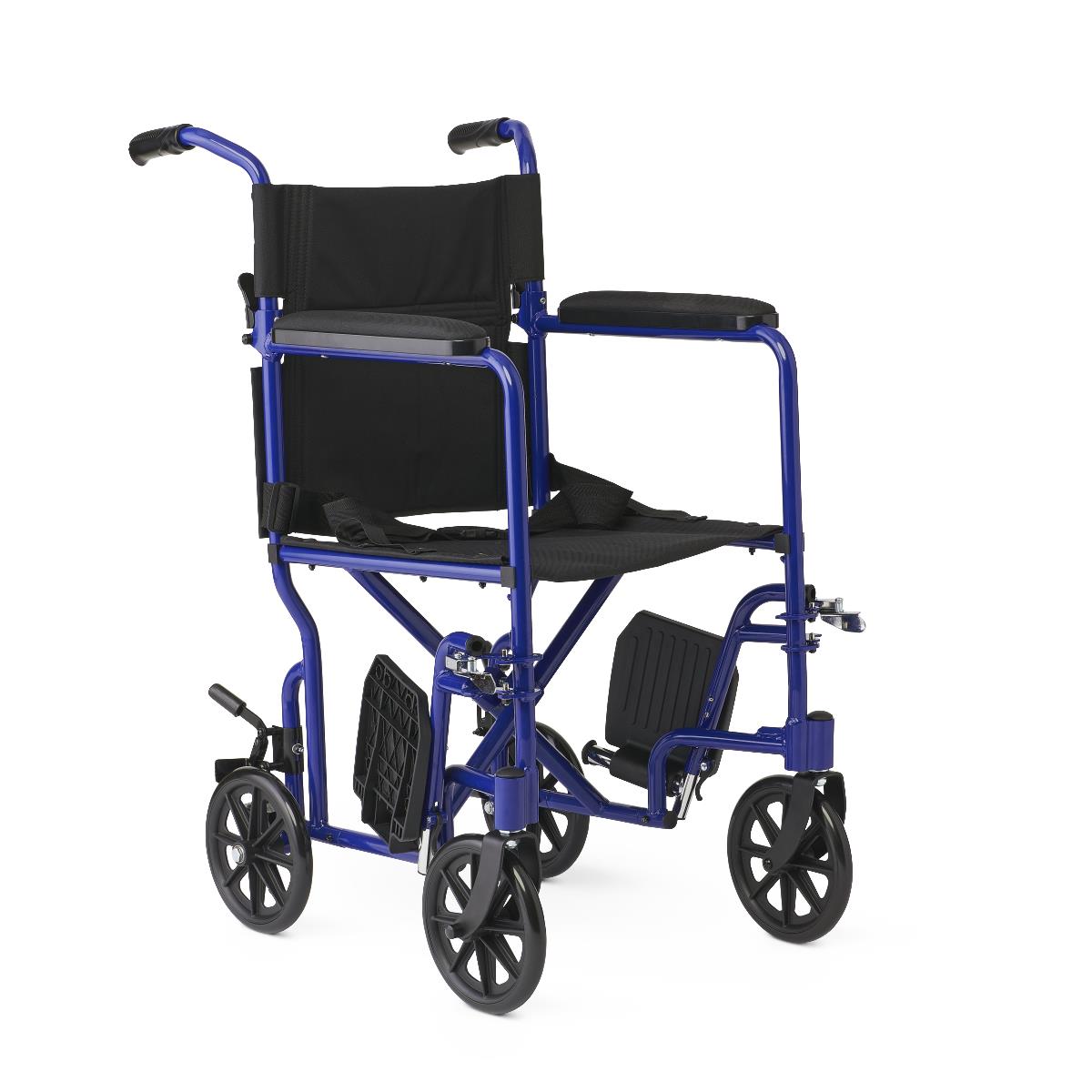 Medline Basic Aluminum Transport Chair with 8" Wheels Blue