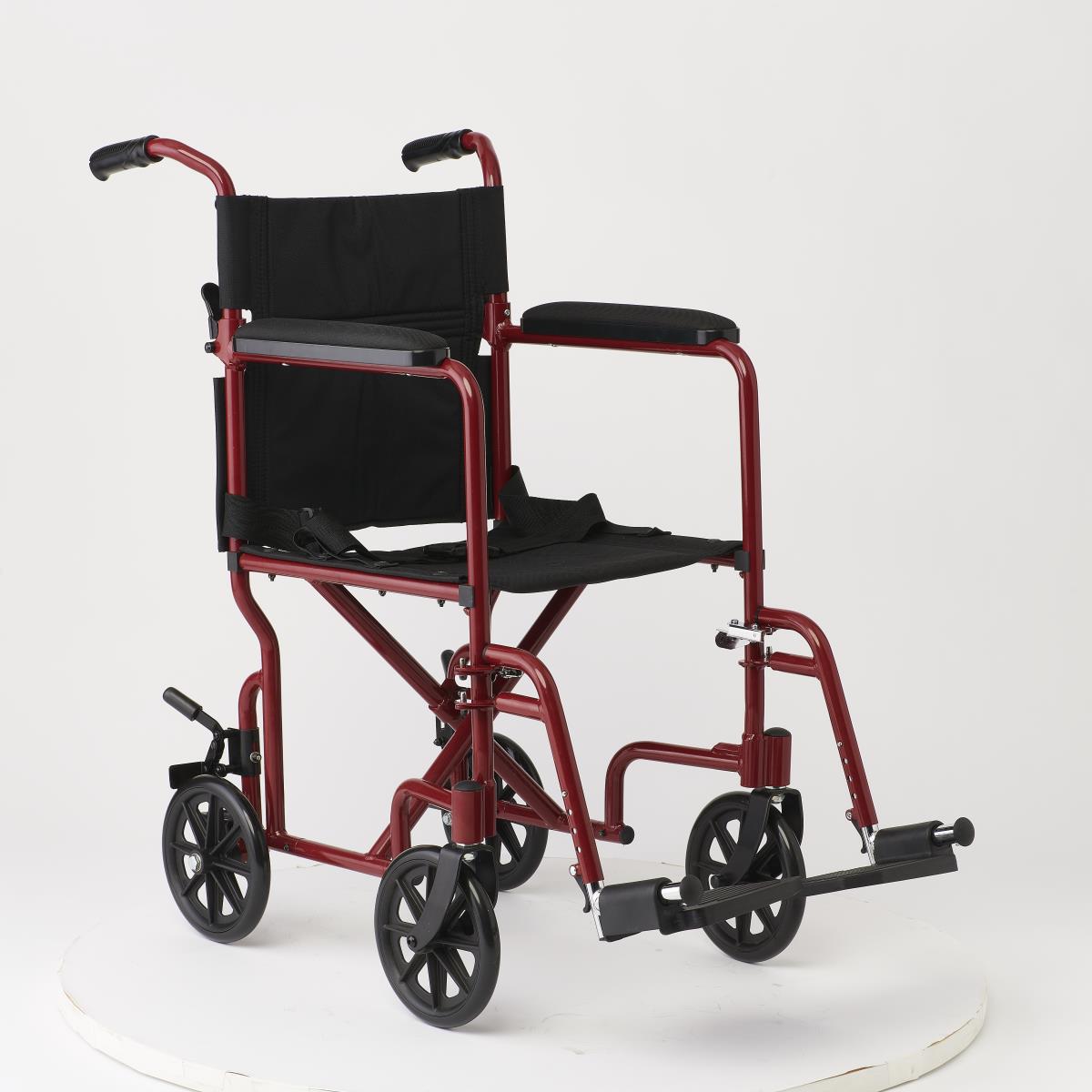 Medline Basic Aluminum Transport Chair with 8" Wheels Blue