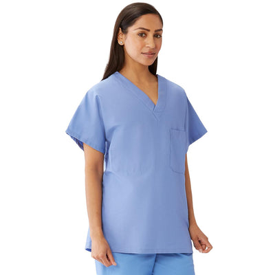 Medline CottonCare Unisex Scrub Tops Ceil Blue S