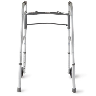Guardian® Two-Button Folding Walker with 5" Wheels Aluminum