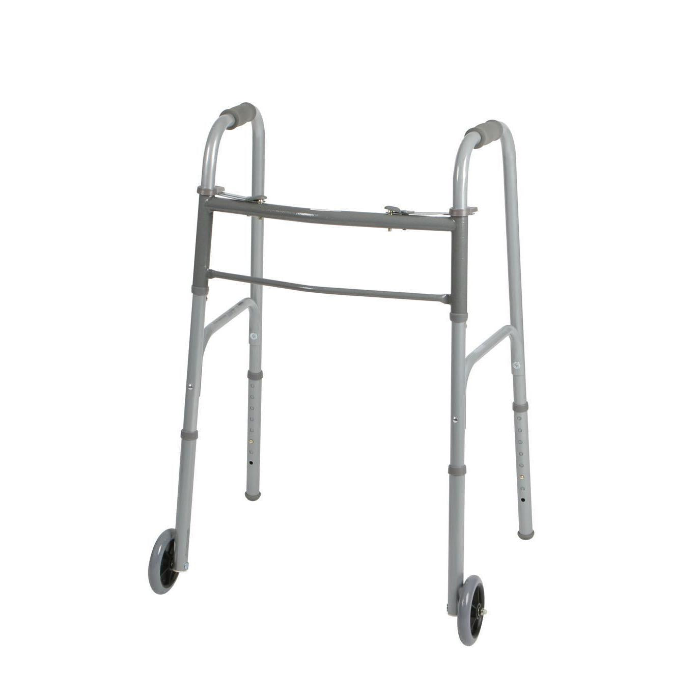 Guardian® Two-Button Folding Walker with 5" Wheels Aluminum