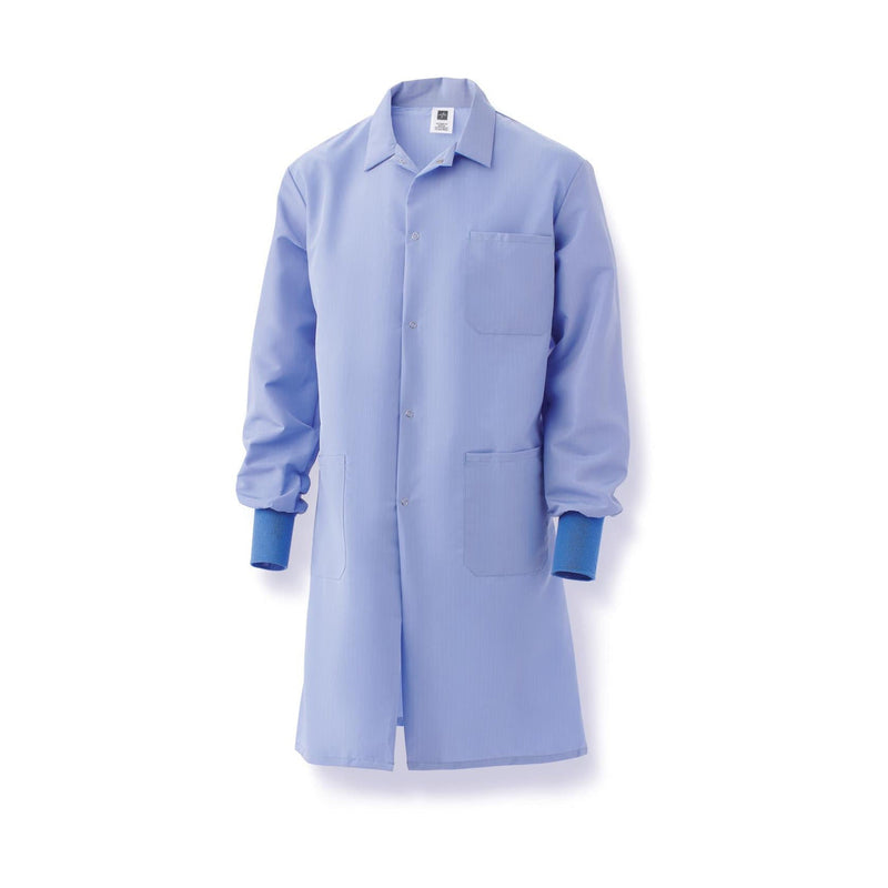 Medline ResiStat® Mens Static & Fluid-Resistant Barrier Lab Coat in Ceil Blue