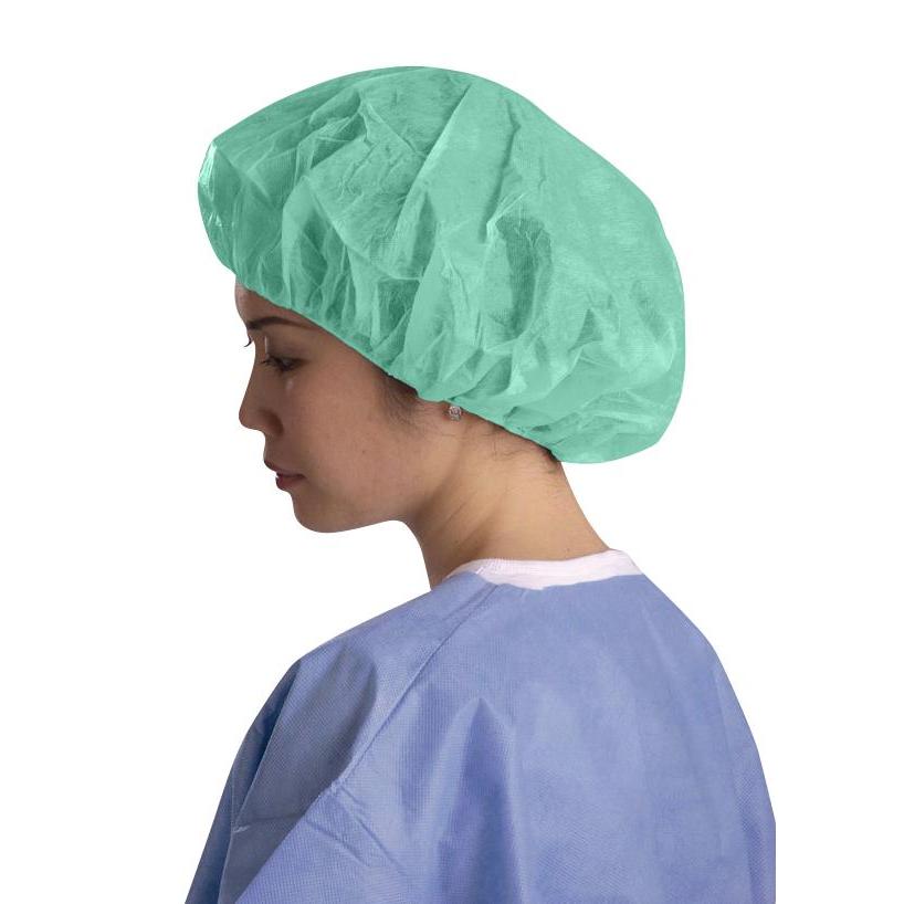 Medline CRI1005 Medline Single-Ply Polypropylene Bouffant Caps, CAP,BOUFFANT,SPUNBOND,GREEN,24", 500 Each / Case