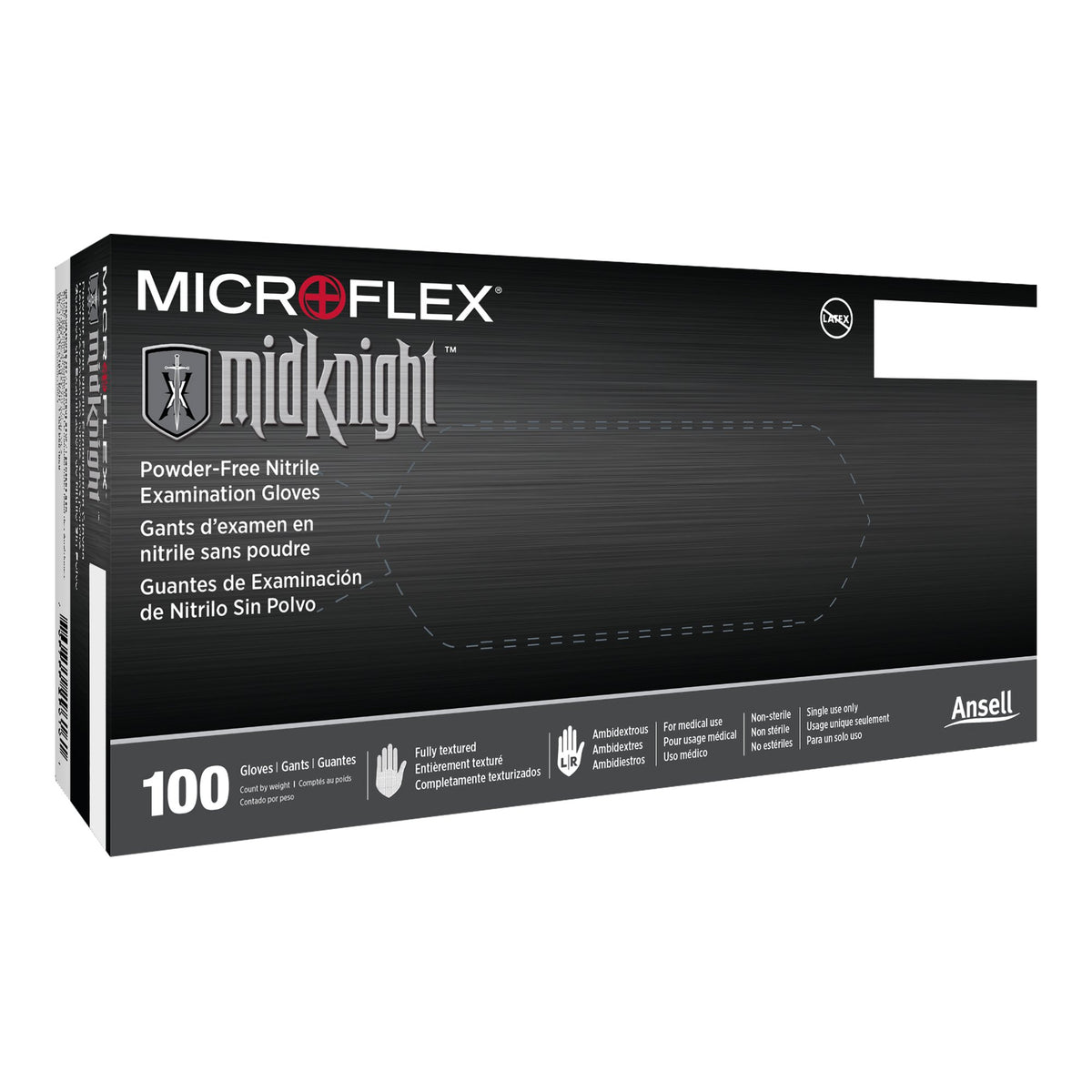 Microflex® MidKnight™ Nitrile Exam Glove S Box of 100