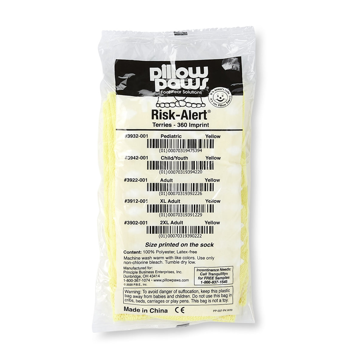 Pillow Paws® Risk Alert® Terries™ Slipper Socks XL Case of 48