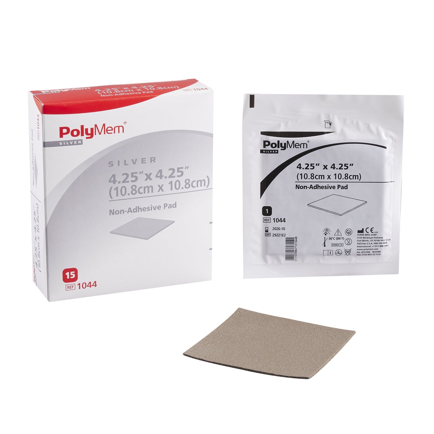 PolyMem® Silver Non-Adhesive Dressing 4.25" X 4.25" 1 Each