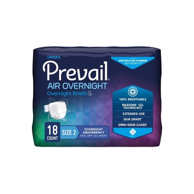 Prevail Air Overnight Briefs Size 1 Bag of 20