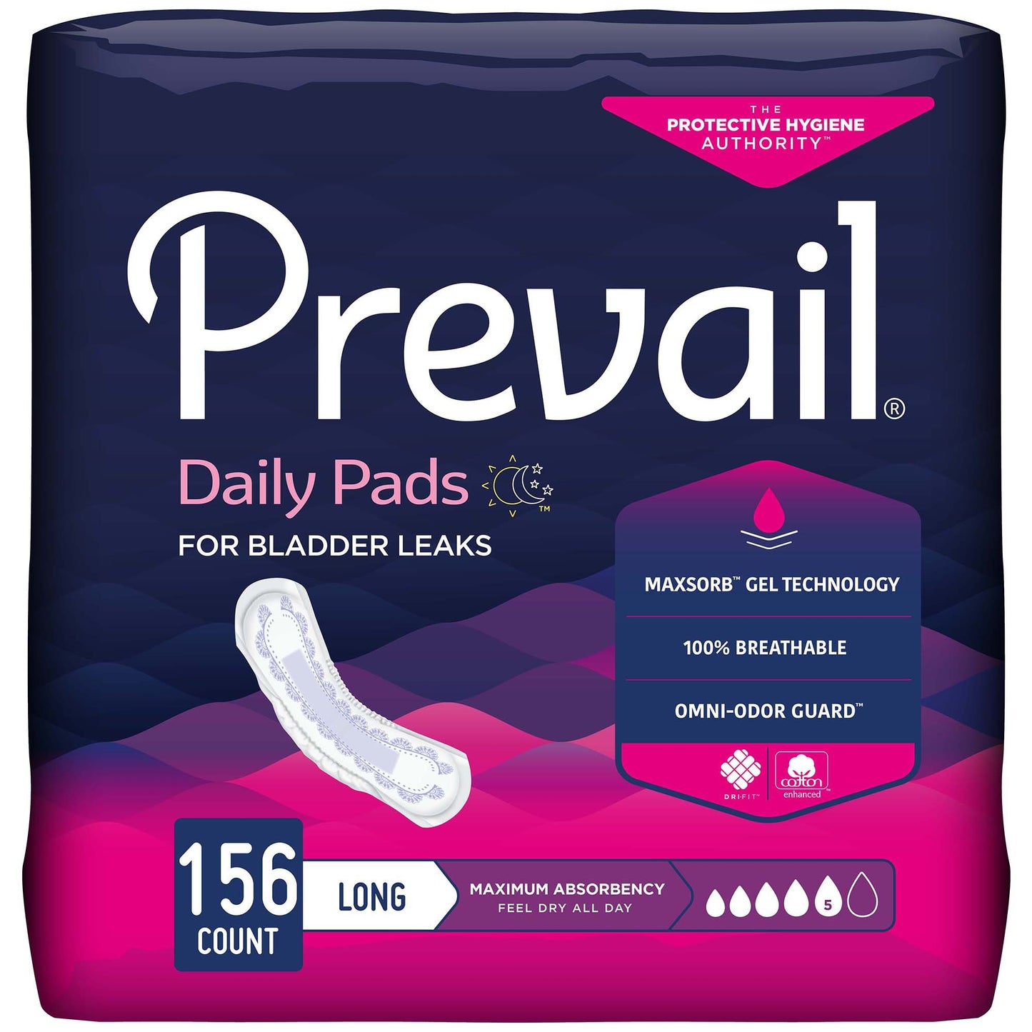 Prevail® Bladder Control Pads - Daily Pads Light Regular Length Bag of 30