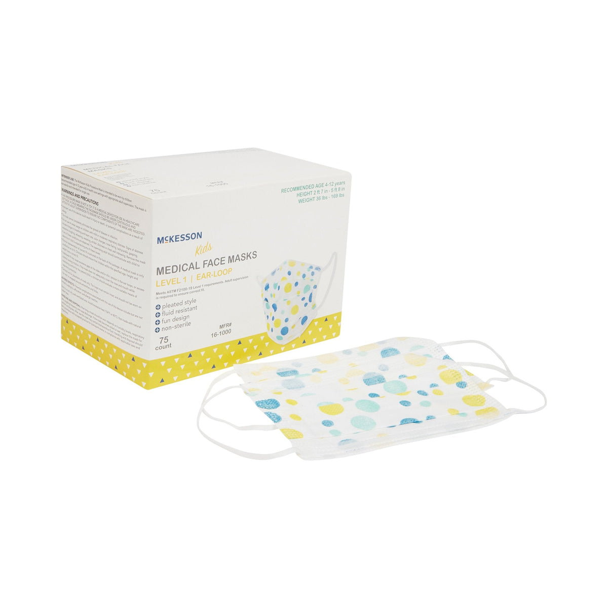 Kids Face Mask with Earloops, Pleated