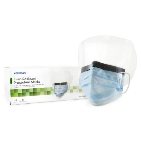 McKesson Anti-Fog Face Mask with Eye Shield, Pleated Box of 25