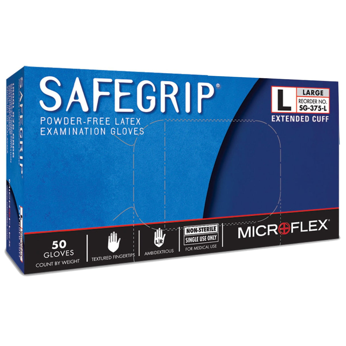 SafeGrip® Latex Extended Cuff Length Exam Glove M Box of 50