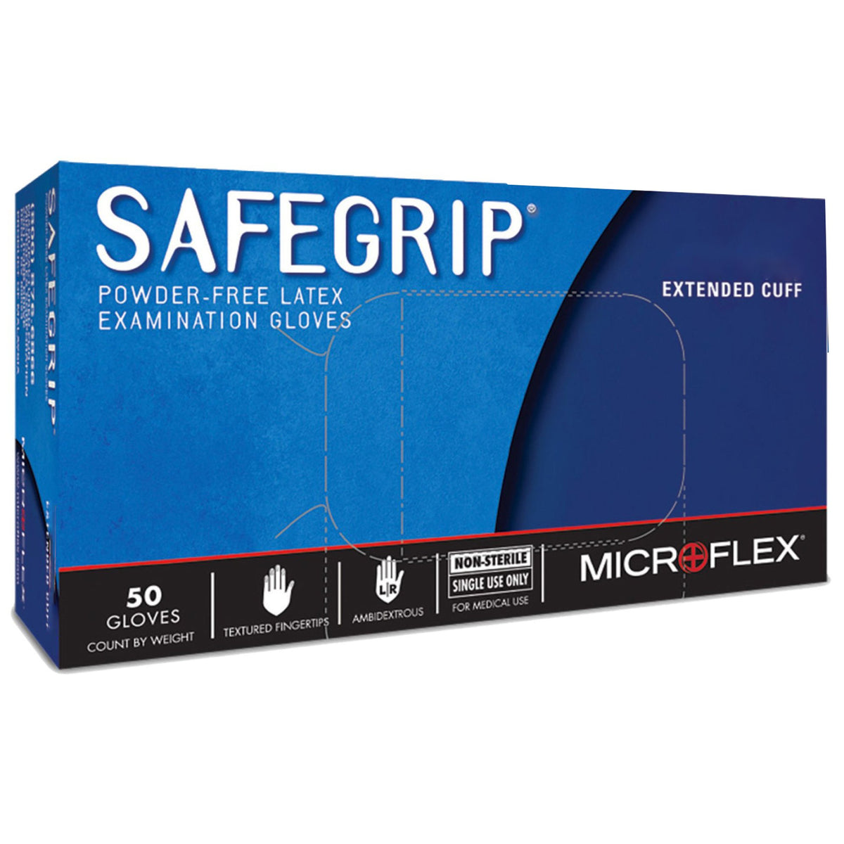 SafeGrip® Latex Extended Cuff Length Exam Glove M Box of 50