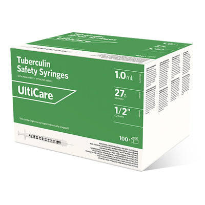 Safety Tuberculin Syringe with Needle UltiCare - 1 mL 25 G 5/8 Inch Box of 100