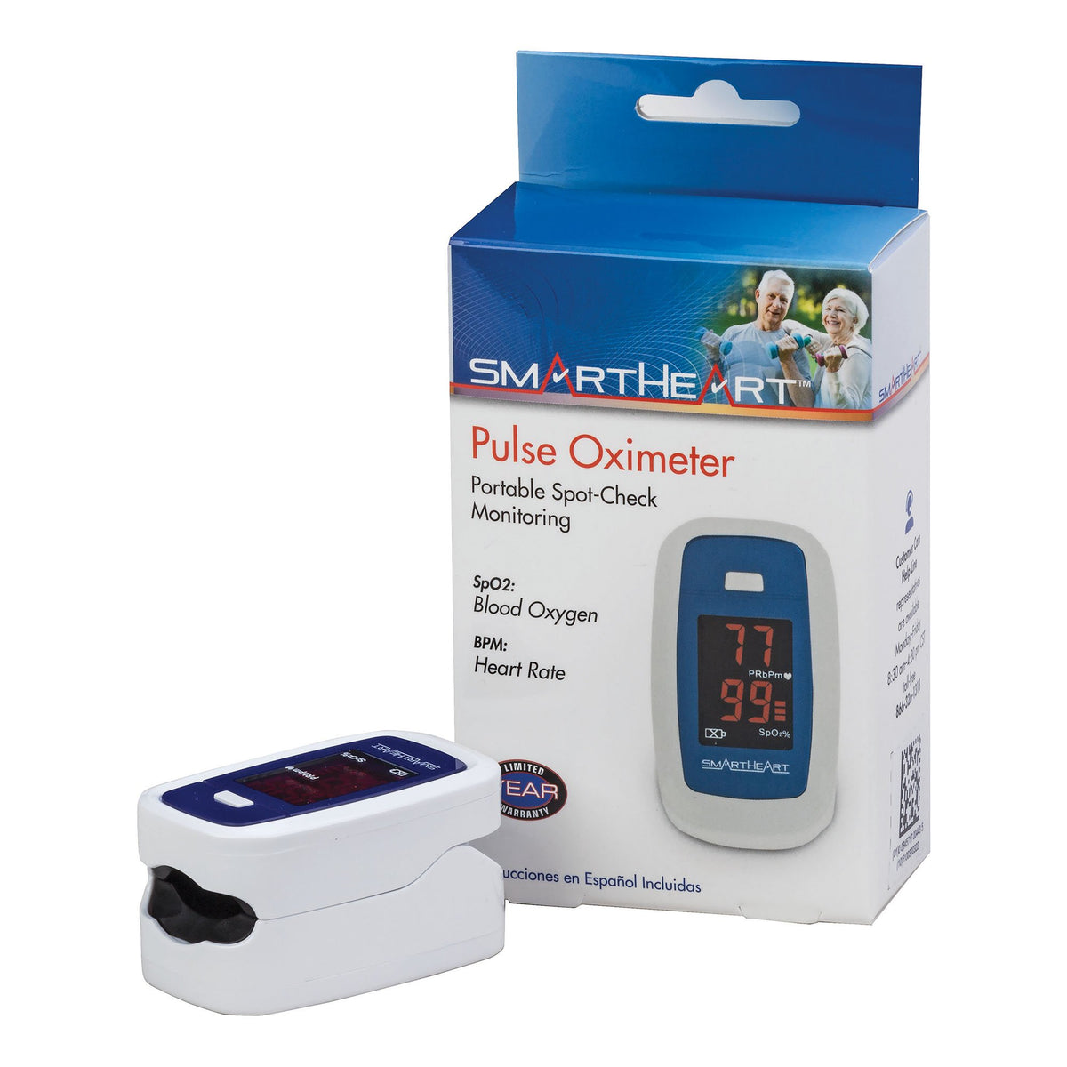 SmartHeart Fingertip Pulse Oximeter for Blood Oxygen Saturation 1 Each