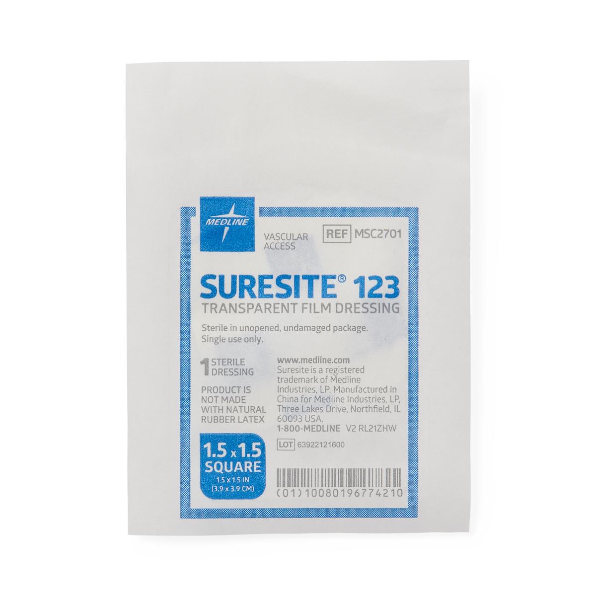 Suresite 123 Transparent Film Dressing 1.52" x 1.52" Each