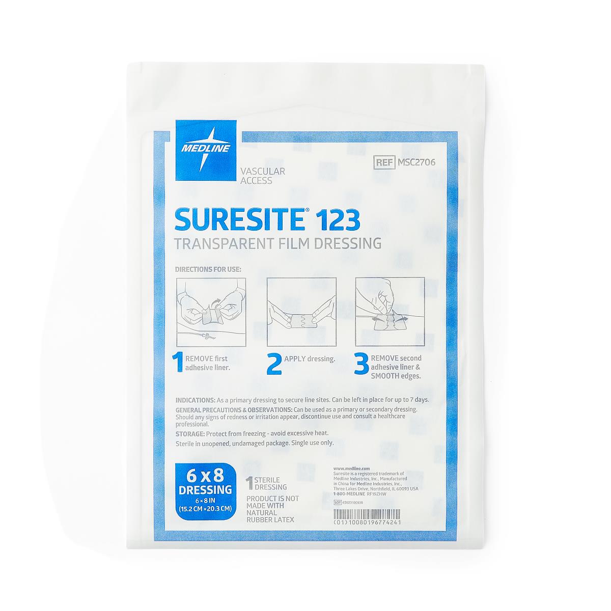 Suresite 123 Transparent Film Dressing 1.52" x 1.52" Each