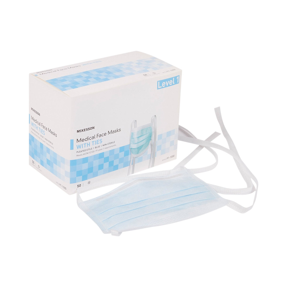 McKesson Medical Face Mask with Ties, Pleated