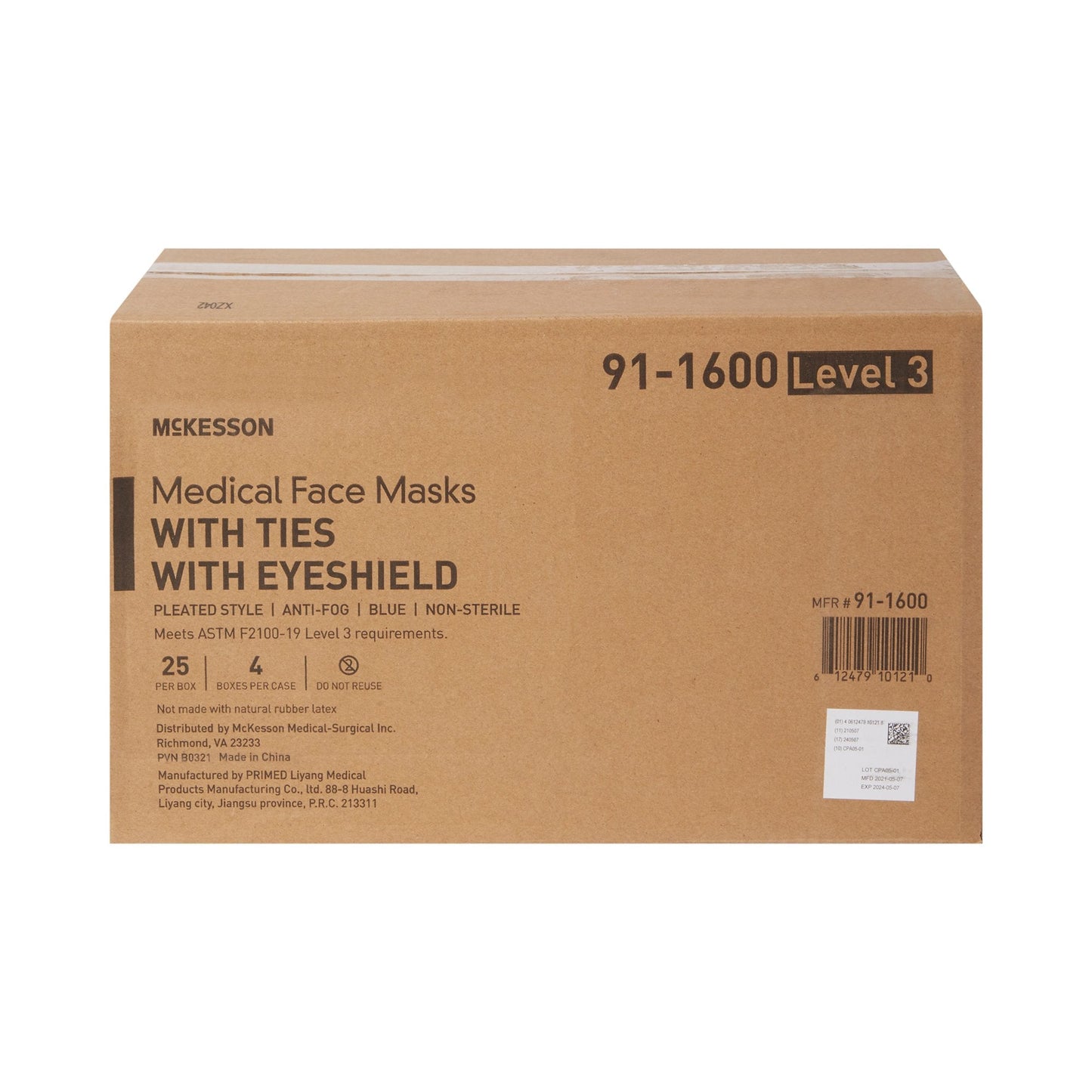 McKesson Medical Face Masks with Ties & Eyeshield Case of 100