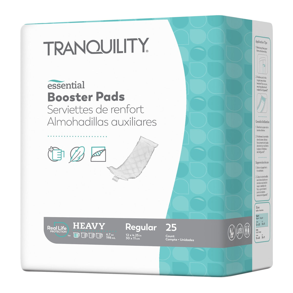 Tranquility Essential Booster Pad - Super Absorbent Core 4-1/4 x 12 Inch 6 to 12 Length Box of 25